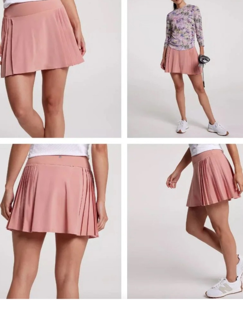 Calia Golf Women’s M Dusty Pink Pleated Court Skort Pockets UPF 50 Atleisure New